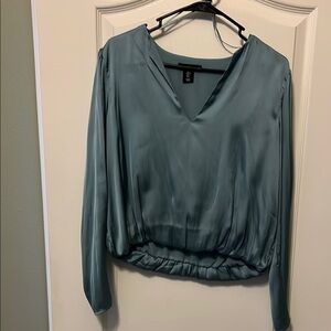 Sincerely Jules Green Ruched Long Sleeve Blouse